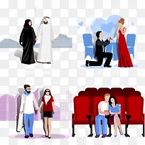 扁平化情侣矢量-空若网 扁平化情侣矢量-空若网