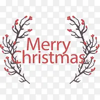 红色树枝圣诞标题框-空若网 红色树枝圣诞标题框-空若网