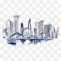 手绘城市建筑图片-空若网 手绘城市建筑图片-空若网