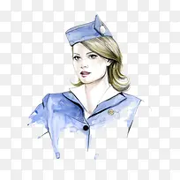 蓝色水彩空姐-空若网 蓝色水彩空姐-空若网