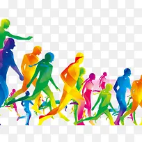 彩色奔跑运动人员-空若网 彩色奔跑运动人员-空若网