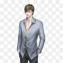 灰色衬衫帅气男子-空若网 灰色衬衫帅气男子-空若网