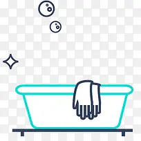 矢量卡通洗澡盆手套免费素材-空若网 矢量卡通洗澡盆手套免费素材-空若网