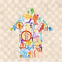 插画拼图剪头素材-空若网 插画拼图剪头素材-空若网