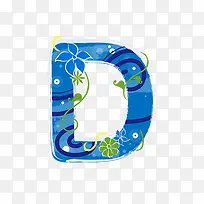 蓝色花纹字母D-空若网 蓝色花纹字母D-空若网