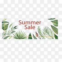 水彩树叶夏日促销-空若网 水彩树叶夏日促销-空若网