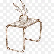 复古手绘简易茶几矢量图-空若网 复古手绘简易茶几矢量图-空若网