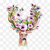 水彩麋鹿-空若网 水彩麋鹿-空若网