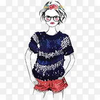 矢量手绘时尚女孩-空若网 矢量手绘时尚女孩-空若网