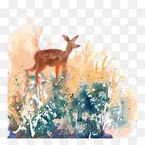 矢量水彩鹿-空若网 矢量水彩鹿-空若网