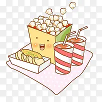 手绘食物和果汁-空若网 手绘食物和果汁-空若网