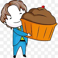抱着蛋糕的男孩-空若网 抱着蛋糕的男孩-空若网