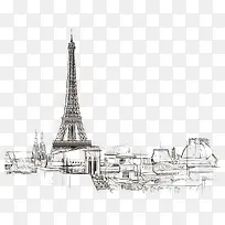 手绘黑色埃菲尔铁塔-空若网 手绘黑色埃菲尔铁塔-空若网