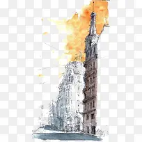 水彩欧式建筑-空若网 水彩欧式建筑-空若网