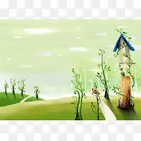 卡通风景插画-空若网 卡通风景插画-空若网