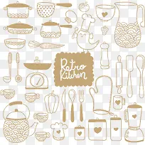 手绘线型厨房用品-空若网 手绘线型厨房用品-空若网