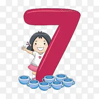 数字7和小朋友-空若网 数字7和小朋友-空若网