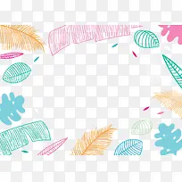 彩色线条树叶边框-空若网 彩色线条树叶边框-空若网