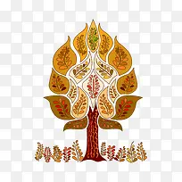 创意复古卡通树插画矢量素材-空若网 创意复古卡通树插画矢量素材-空若网