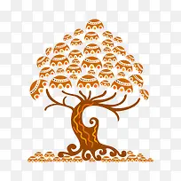 创意复古卡通树插画矢量素材-空若网 创意复古卡通树插画矢量素材-空若网