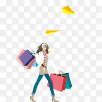 时尚卡通购物女郎-空若网 时尚卡通购物女郎-空若网