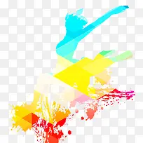 创意彩色几何跳舞女性剪影-空若网 创意彩色几何跳舞女性剪影-空若网