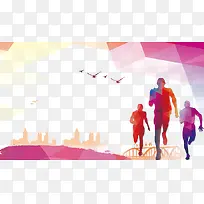 彩色时尚城市中奔跑创意人物-空若网 彩色时尚城市中奔跑创意人物-空若网