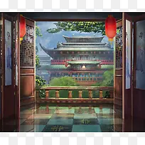 唯美古风建筑宫殿插画-空若网 唯美古风建筑宫殿插画-空若网