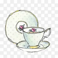 手绘杯子盘子-空若网 手绘杯子盘子-空若网