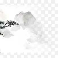 灰色水墨画山峰树枝-空若网 灰色水墨画山峰树枝-空若网