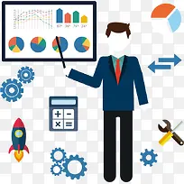 矢量手绘扁平人物和数据-空若网 矢量手绘扁平人物和数据-空若网