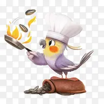 矢量水彩鹦鹉厨师-空若网 矢量水彩鹦鹉厨师-空若网