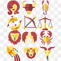 扁平化十二星座-空若网 扁平化十二星座-空若网