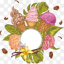 花朵与冰淇淋边框-空若网 花朵与冰淇淋边框-空若网