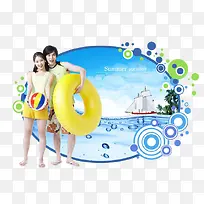 拿着游泳圈的男女-空若网 拿着游泳圈的男女-空若网