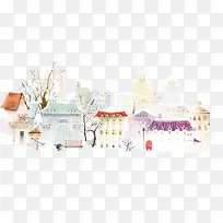 手绘梦幻彩色房屋-空若网 手绘梦幻彩色房屋-空若网