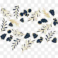 金色圣诞树枝花纹-空若网 金色圣诞树枝花纹-空若网