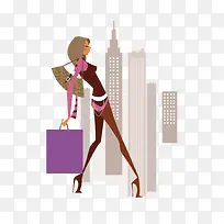 女性购物城市时尚矢量-空若网 女性购物城市时尚矢量-空若网