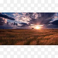 唯美草原日落摄影图-空若网 唯美草原日落摄影图-空若网